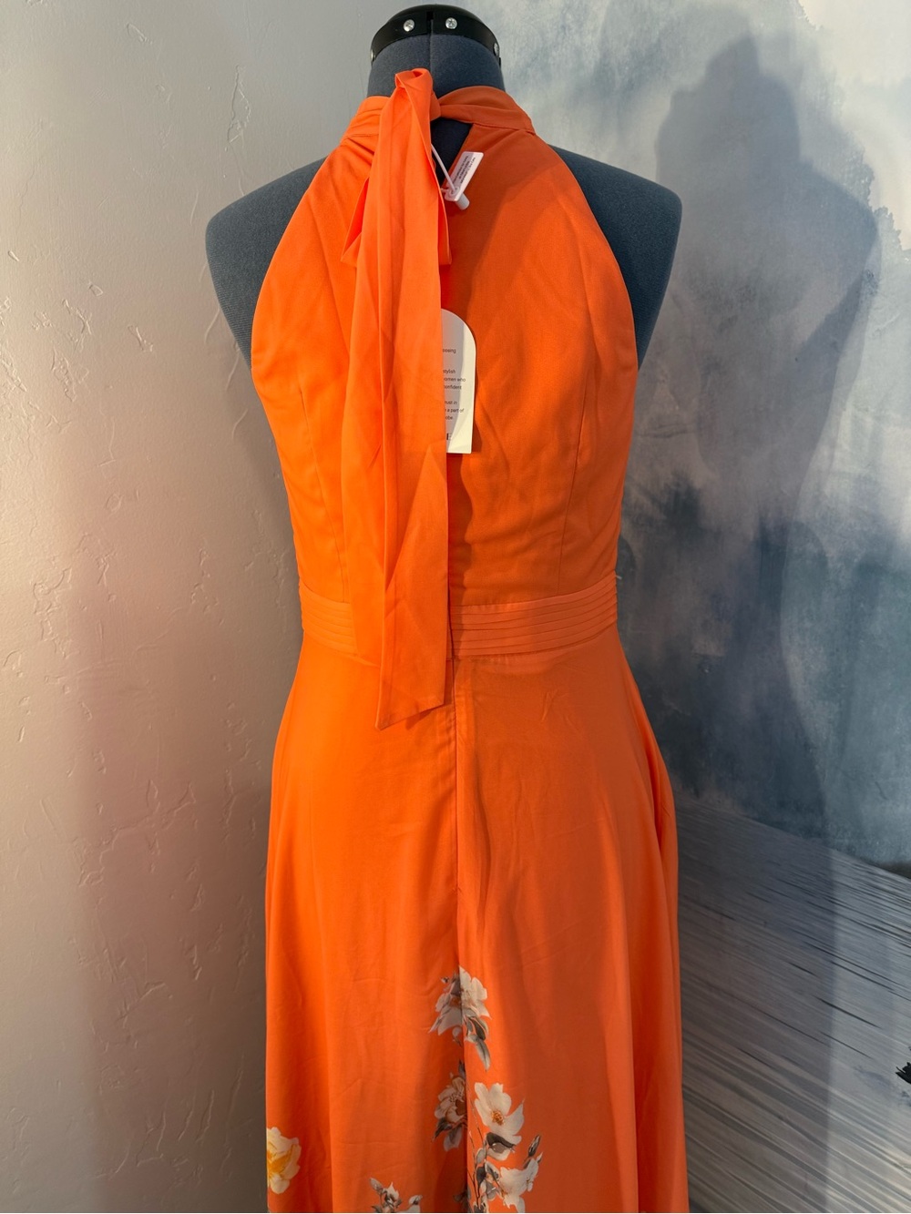 Halter Floral-Print Orange Maxi Dress 209 - Picture 7 of 13